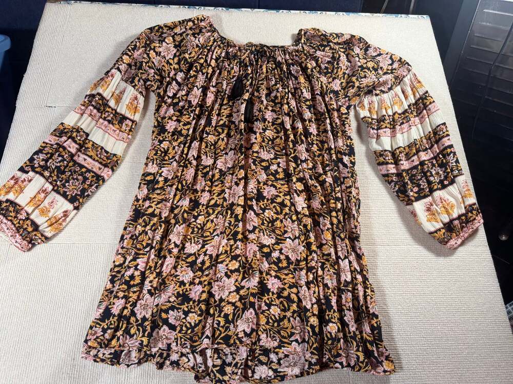 BillaBong Women's Small Gypset Dress Mini Dress Oversized Floral Boho Festival